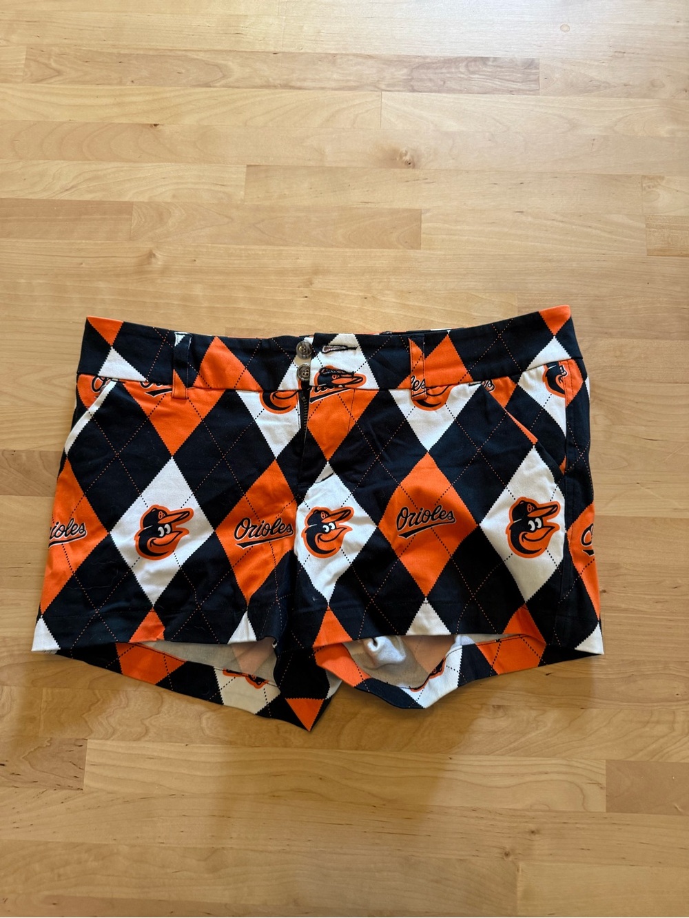 Loudmouth Orange Black White Argyle Orioles Women's Athletic Shorts